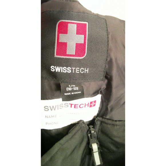 Swiss Tech Youth Boys Girls Ski Snow Pant size 10-12 Large Insulated Black - Picture 3 of 5